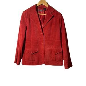 Liz Claiborne 100% Suede Button Up Jacket Coat sz L